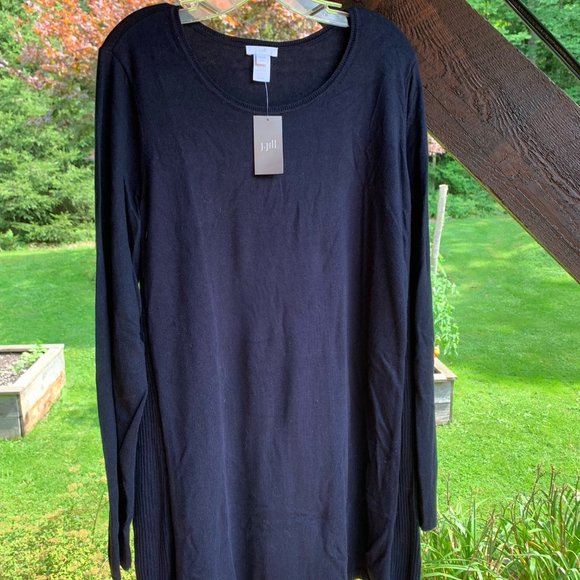 J.Jill Sweaters - NWT $79 J.Jill Navy blue tunic sweater with ribbing godet Large Tall LT - XL